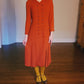 Vintage 1990s Chloe Dress Burgundy Red Wool Crepe Button Down Front S