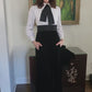 Vintage 70s Tuxedo Style Maxi Dress + Jacket Set Black Velvet Joseph Stein Muriel Reade