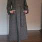Vintage 1980s Gray Coat Tweed Wool Belted, Long by Huntleigh / Medium