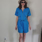 Vintage 90s Blue Jacket + Shorts Set w/Gold Chain Tassels by Oscar & Me Medium