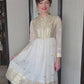 Vintage 70s Boho Party Dress Gold Lurex White Organza Chuck Howard