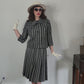 Vintage 1960s Sybil Connolly Skirt Suit Gray Black Striped Wool / Small