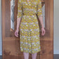 Vintage 1940s Yellow Rayon Novelty Print Midi Dress XS