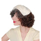 Vintage 50s Ivory Close Hat w/Ruched Ribbon & Netting