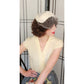 Vintage 50s Ivory Close Hat w/Ruched Ribbon & Netting