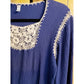 Vintage 70s Blue Boho Dress Cream Crochet Greece Greek