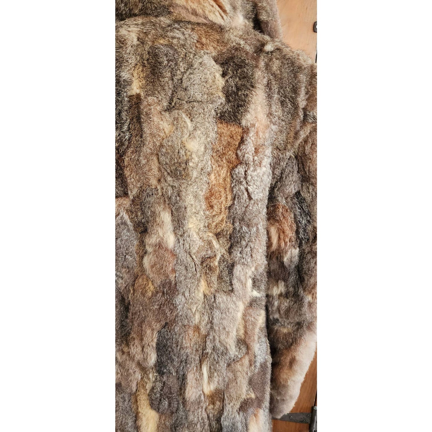 Vintage 70s Rabbit Fur Coat Pieced Patchwork Style Rhomberg's