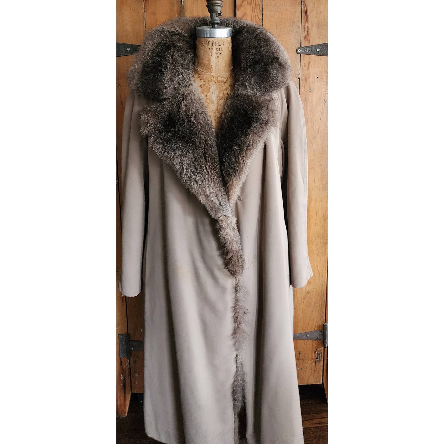 Vintage 70s Possum Fur Coat Reversible Beige