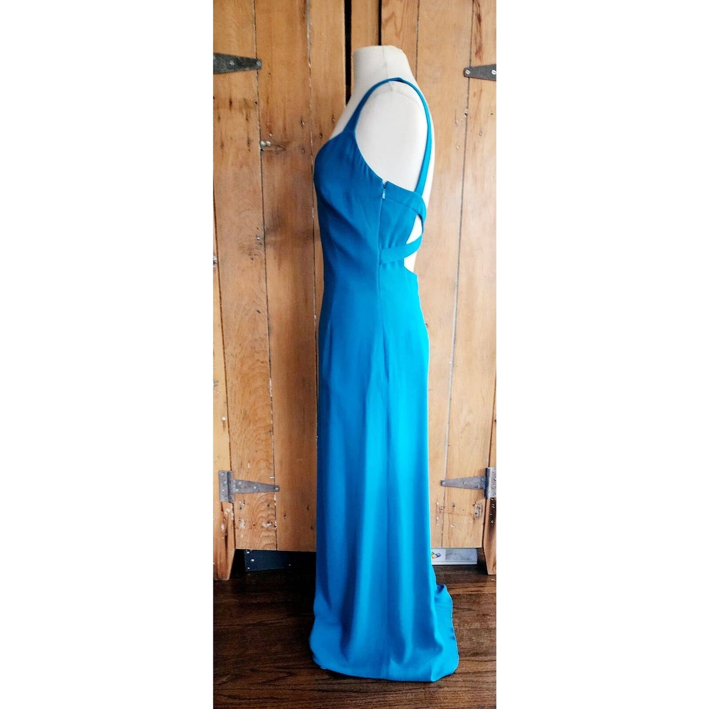 Vintage 90s Armani Blue Evening Dress Criss Cross Back