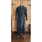 Antique 1910s Black Day Dress Long Sleeves Pleated Cotton Edwardian M