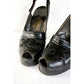 Vintage 40s Shoes Black Leather Slingbacks High Heel Beleganti Size 7