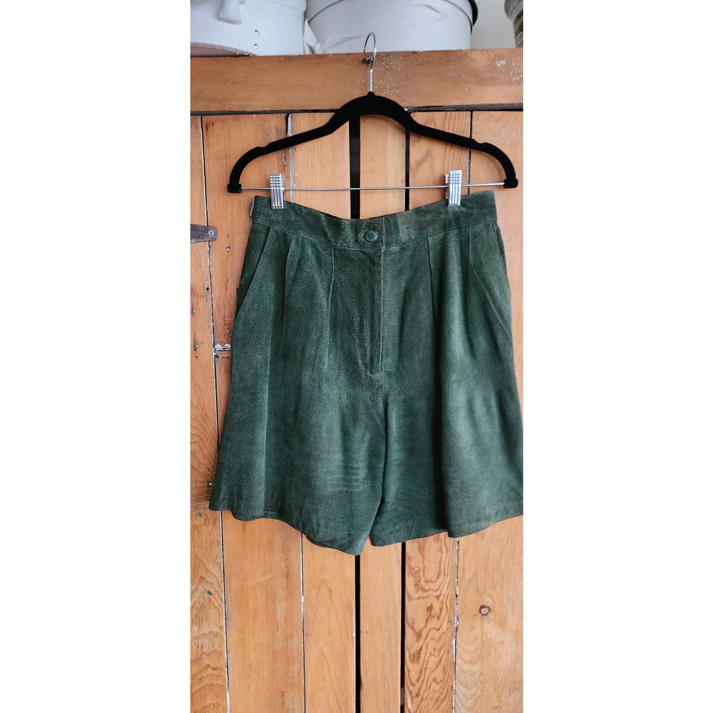 Vintage 90s Green Suede Shorts by Foxrun