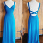 Vintage 90s Armani Blue Evening Dress Criss Cross Back