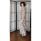 Vintage 70s India Cotton Maxi Dress Cream Brown Boho Floral Print