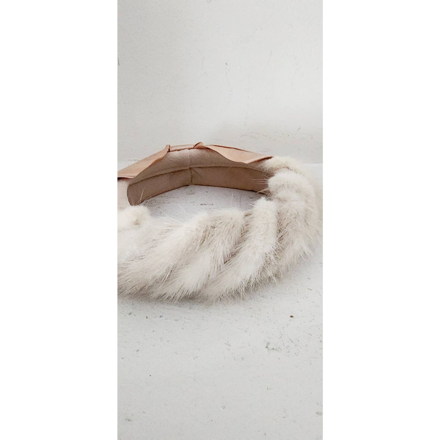 Vintage 50s Fur Circlet Hat Blonde Mink Satin Bow