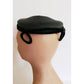 Vintage 50s Black Velvet Cocktail Hat Pom Poms Modernist Avant Garde