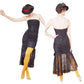 Vintage 90s Gunne Sax Party Dress Black Lace Fishtail Skirt