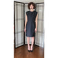 Vintage 60s Black Sleeveless Party Dress Tailored Wool Mod