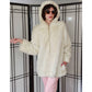Vintage 70s Faux Fur Jacket Shaggy White Stag Hooded