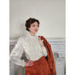 Vintage 80s Cream Blouse Neo Edwardian Lacy Shirt