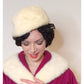Vintage 60s White Mink Fur Hat Pillbox Beanie Hudson's Salon Detroit