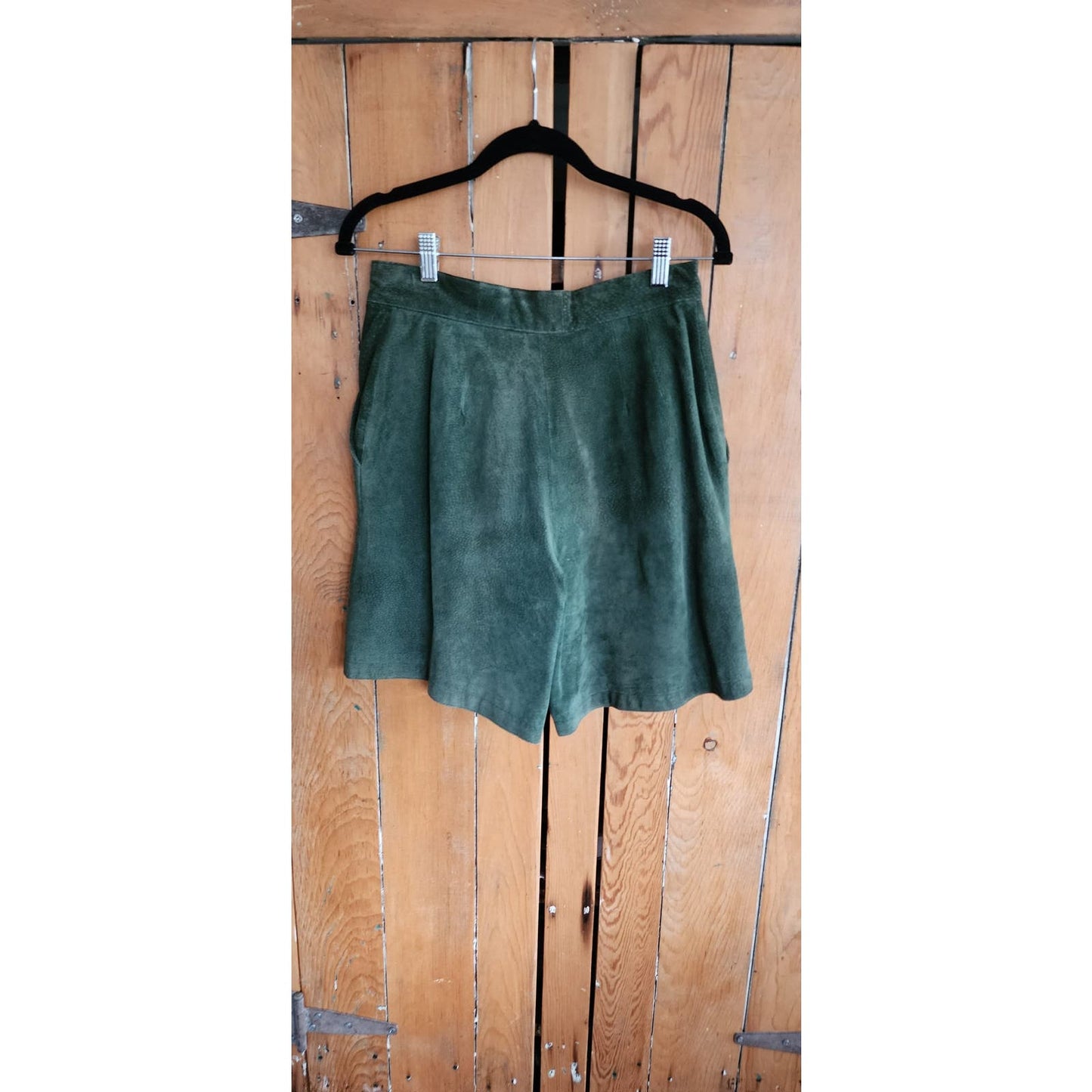 Vintage 90s Green Suede Shorts by Foxrun