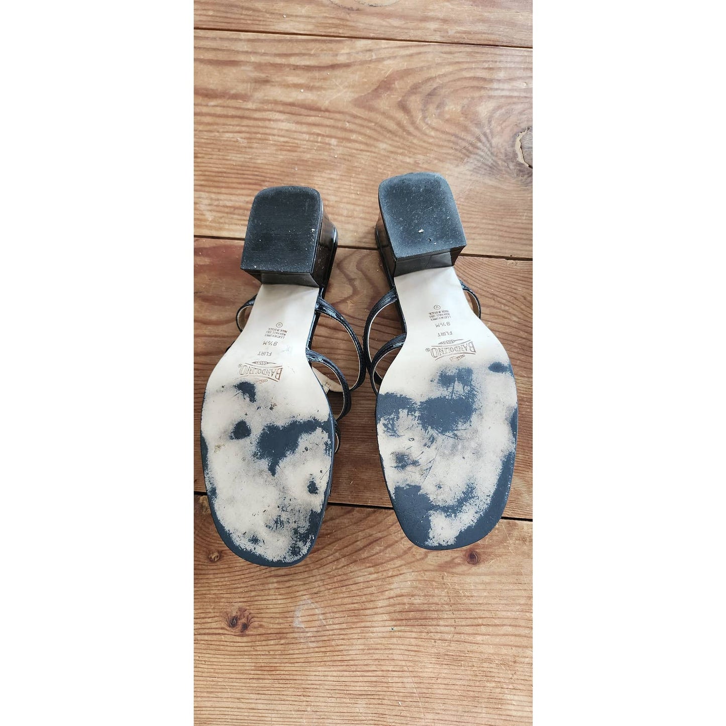 Vintage 90s Black Slides Patent Leather Shoes Bandolino 9.5