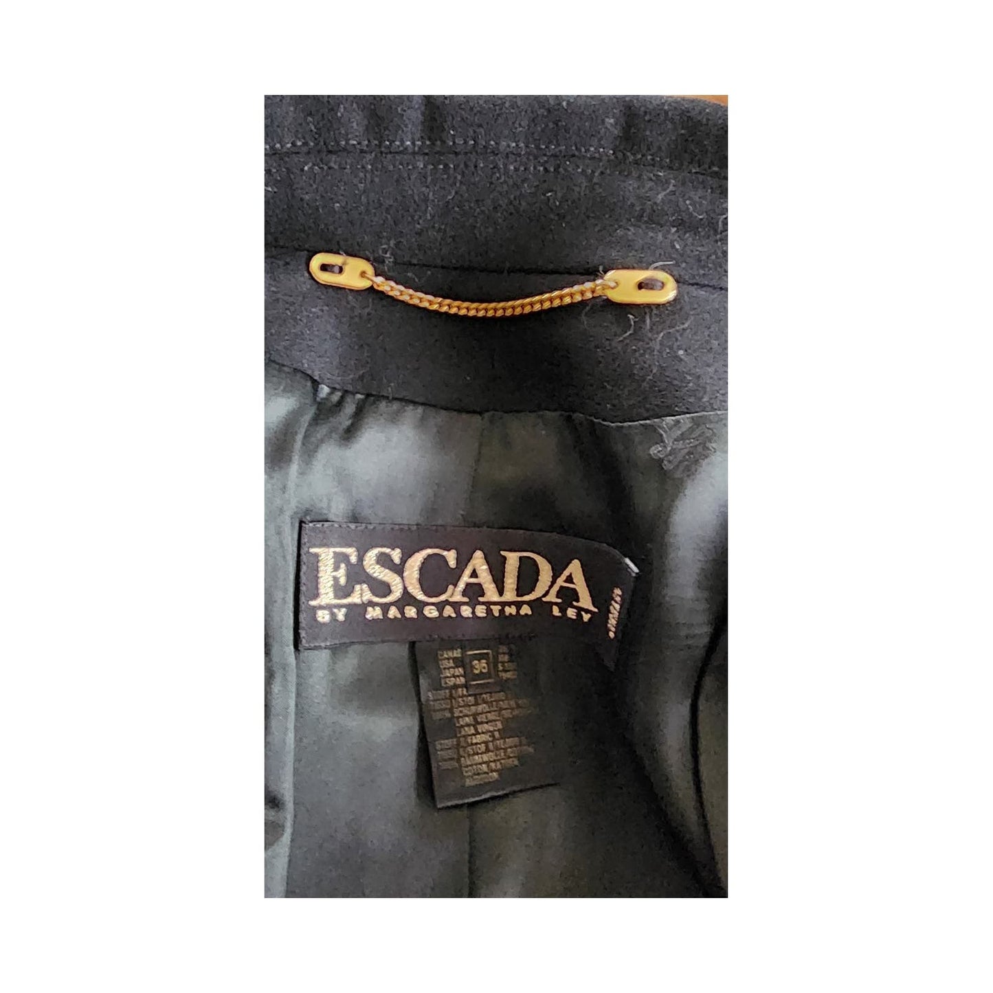 Vintage 80s Blazer Escada Black and Blue Wool