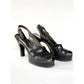Vintage 40s Shoes Black Leather Slingbacks High Heel Beleganti Size 7