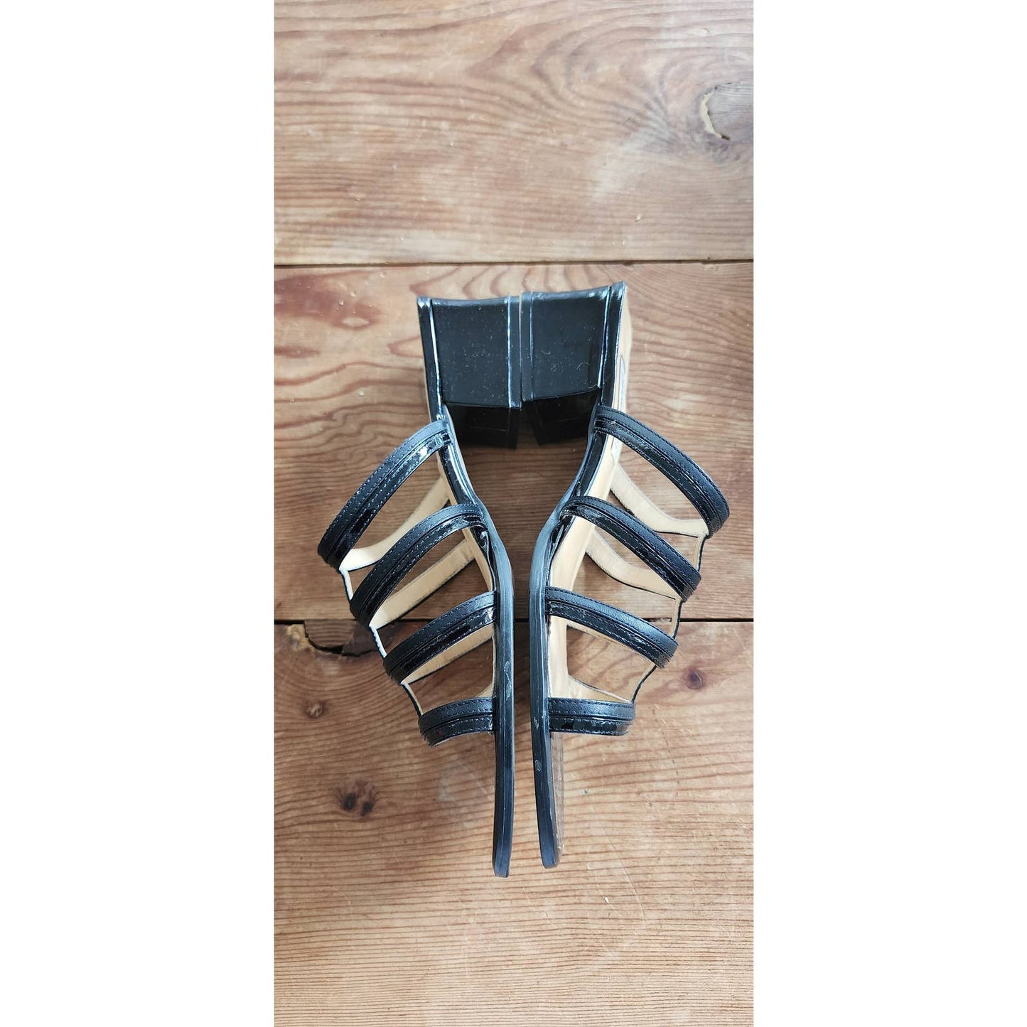 Vintage 90s Black Slides Patent Leather Shoes Bandolino 9.5