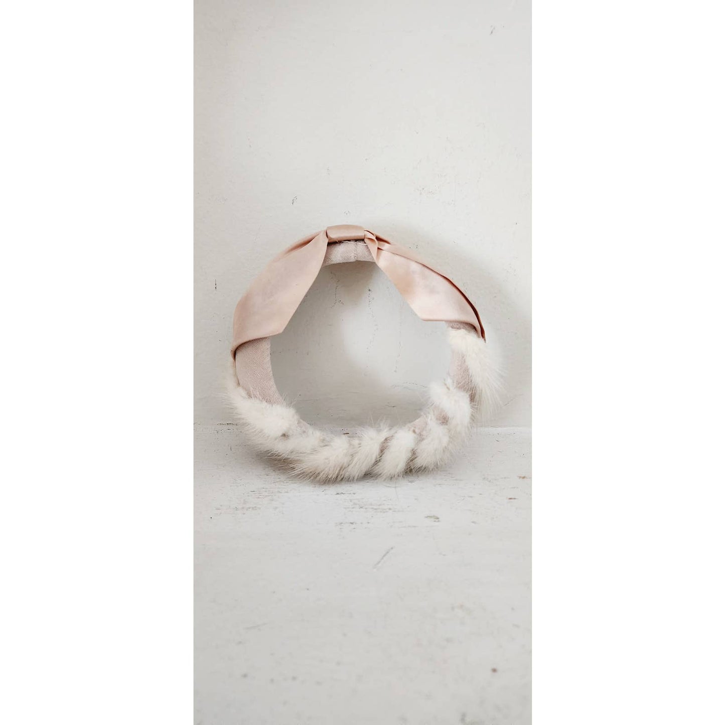 Vintage 50s Fur Circlet Hat Blonde Mink Satin Bow