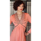 Vintage 70s Maxi Dress Peach Pink Pearls Sequins Jack Bryan / S