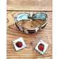 Vintage 60s Enamel Jewelry Set Bracelet Earring K Denning Scandinavian MCM Signed