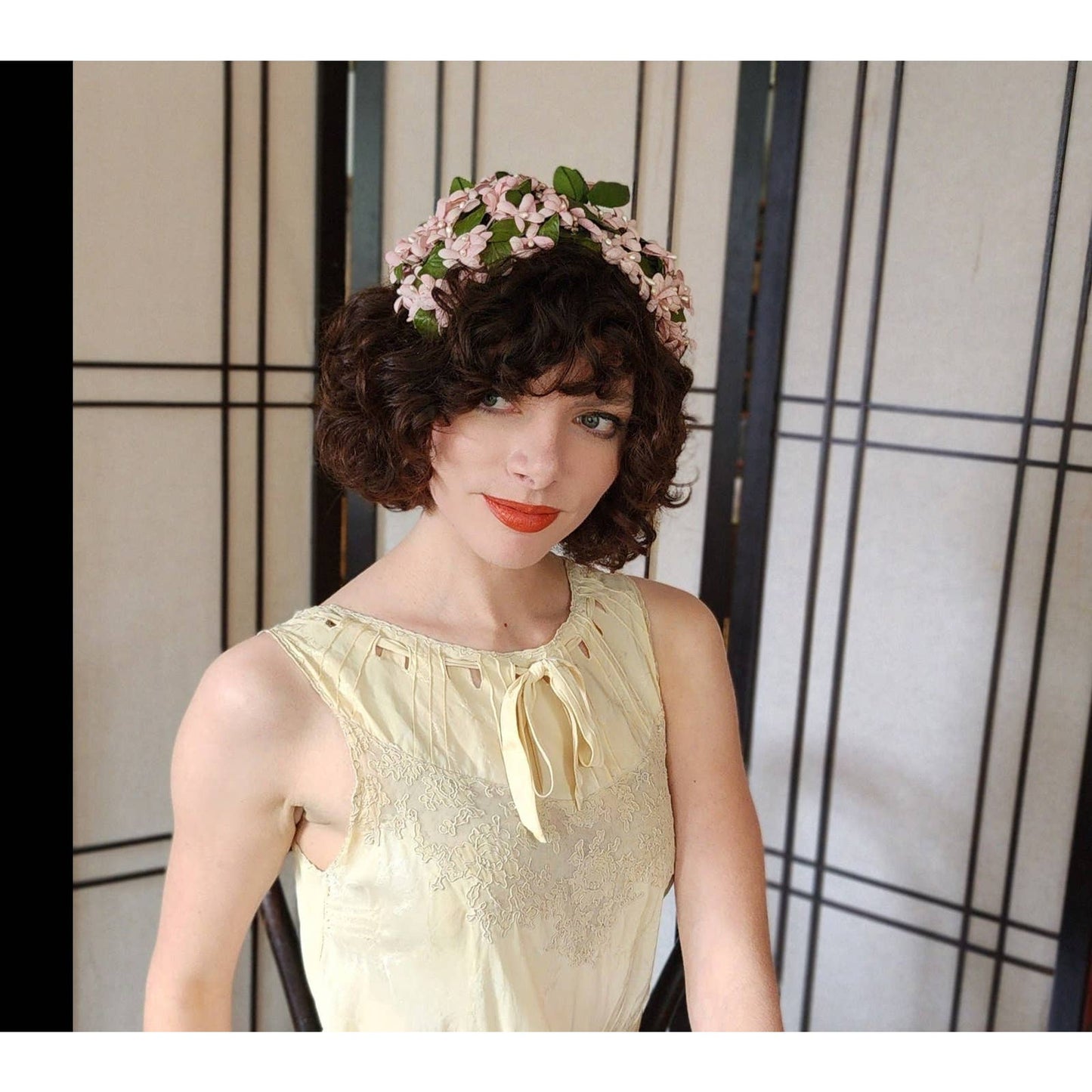 50s Pink Floral Hat Fascinator