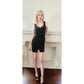 Vintage 90s Nicole Miller Party Dress Black w/Red Chinese Trim