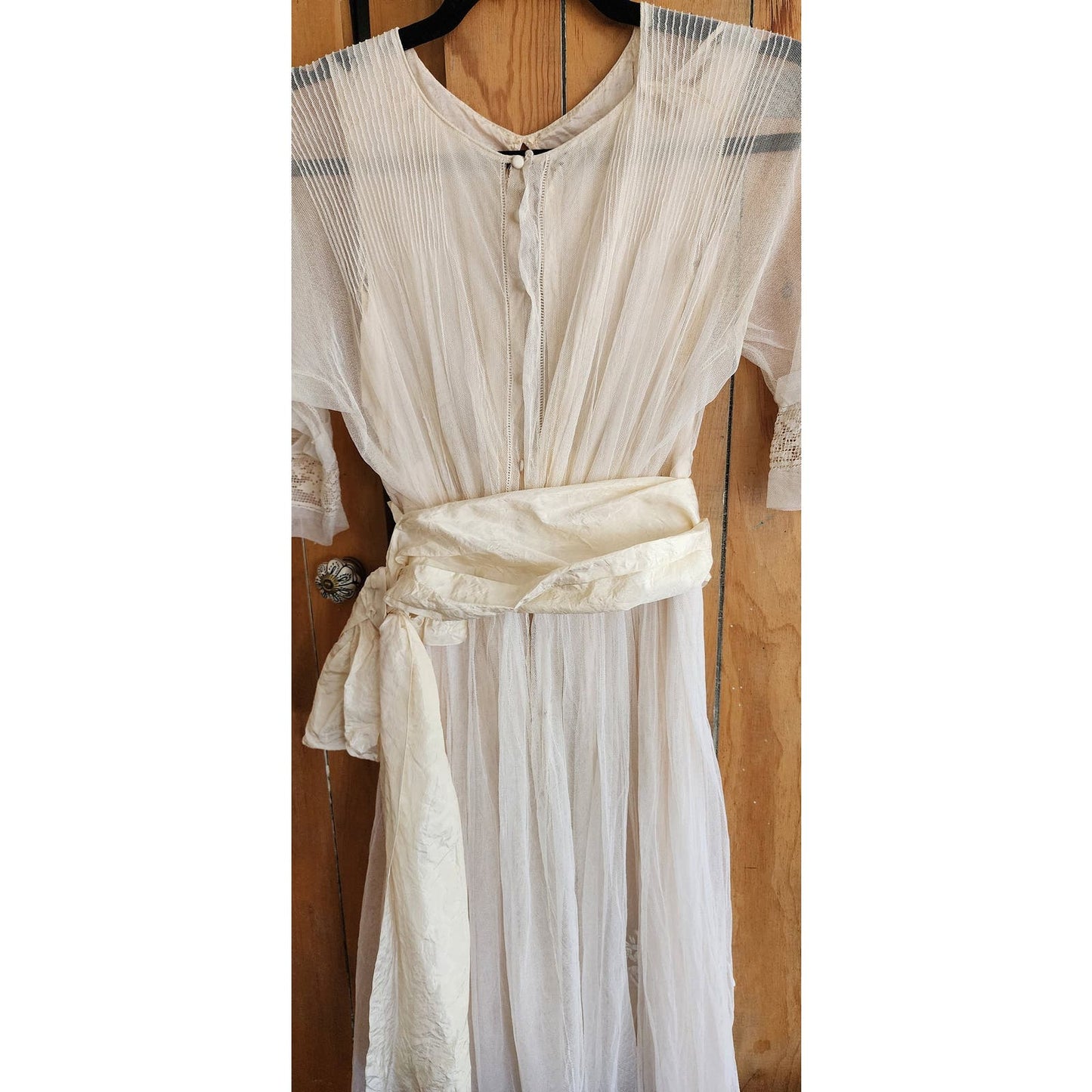 Edwardian 1910s Dress Marshall Fields Beige Embroidered Gauze