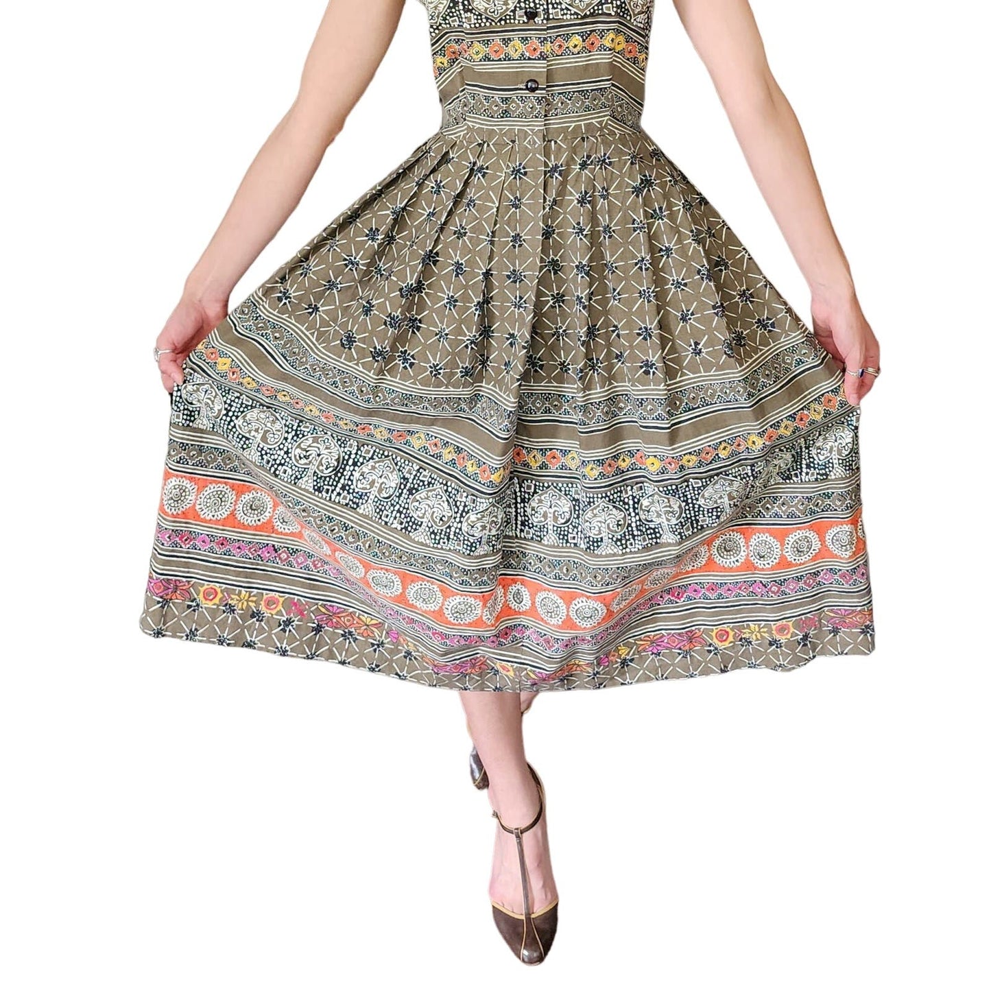 Vintage 70s Sun Dress Multicolored Cotton Print Hal Hardin