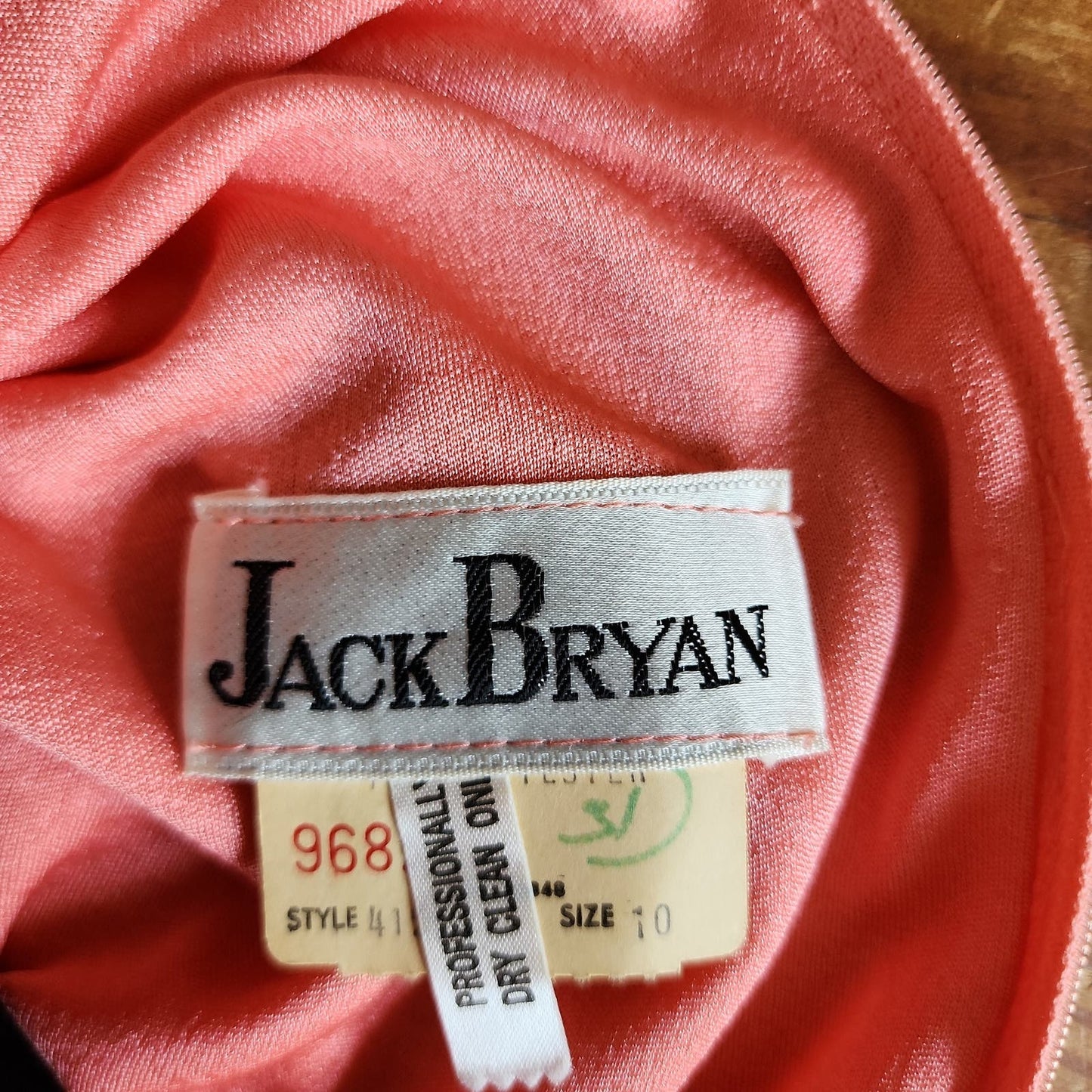 Vintage 70s Maxi Dress Peach Pink Pearls Sequins Jack Bryan / S