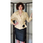 Vintage 90s Thierry Mugler Skirt Suit Beige Black Silk 40