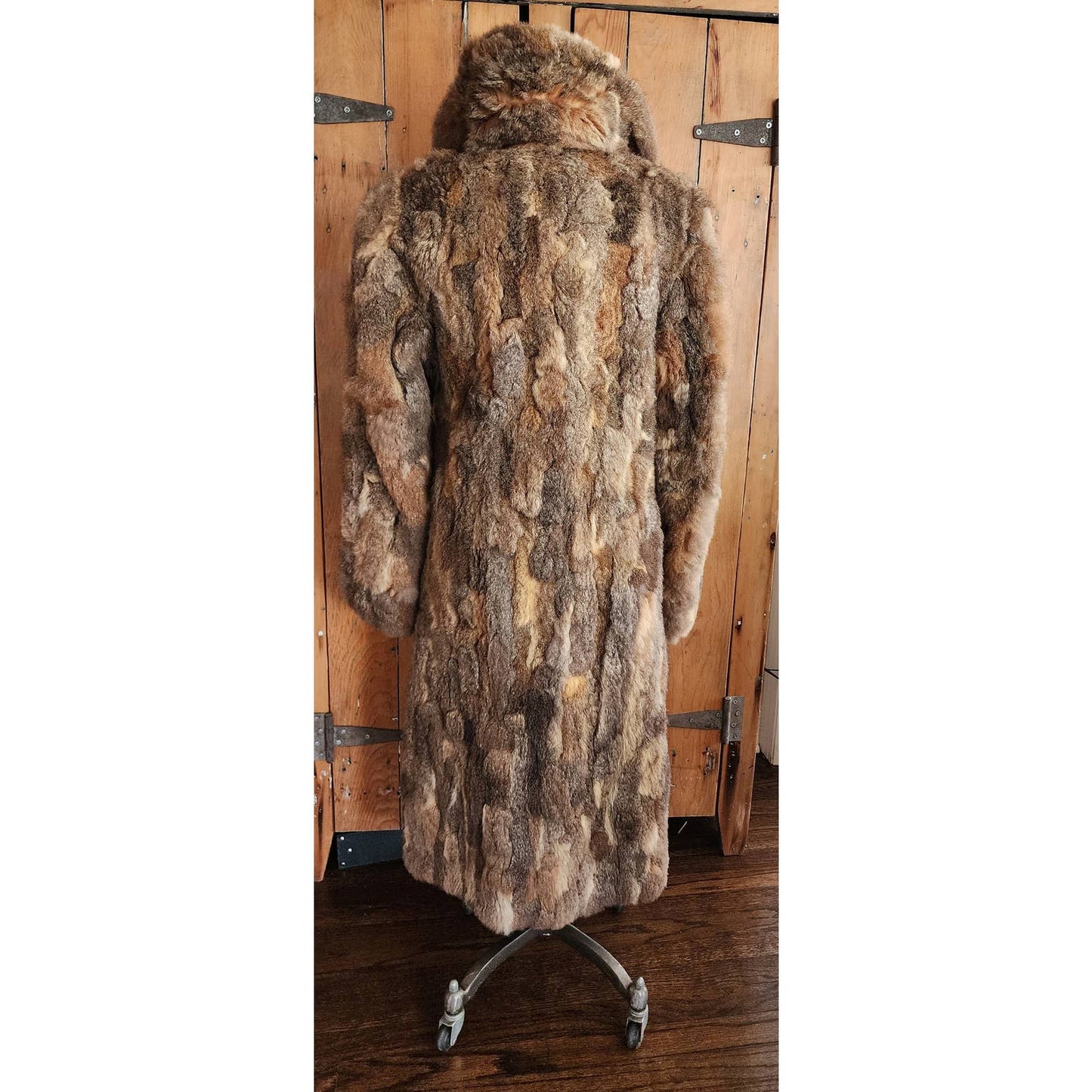 Vintage 70s Rabbit Fur Coat Pieced Patchwork Style Rhomberg's