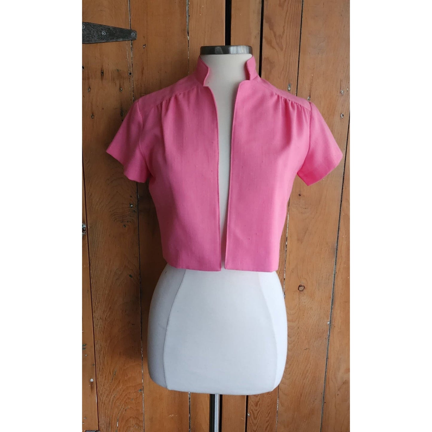 Vintage 80s Pink Cropped Jacket Lanz Short Sleeved