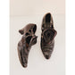 20s Black Leather Shoes Pumps Velvet Art Deco Vamps Size 6 Hanan & Son