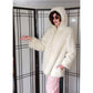 Vintage 70s Faux Fur Jacket Shaggy White Stag Hooded