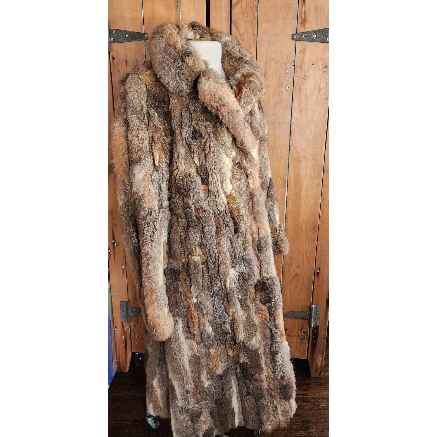 Vintage 70s Rabbit Fur Coat Pieced Patchwork Style Rhomberg's