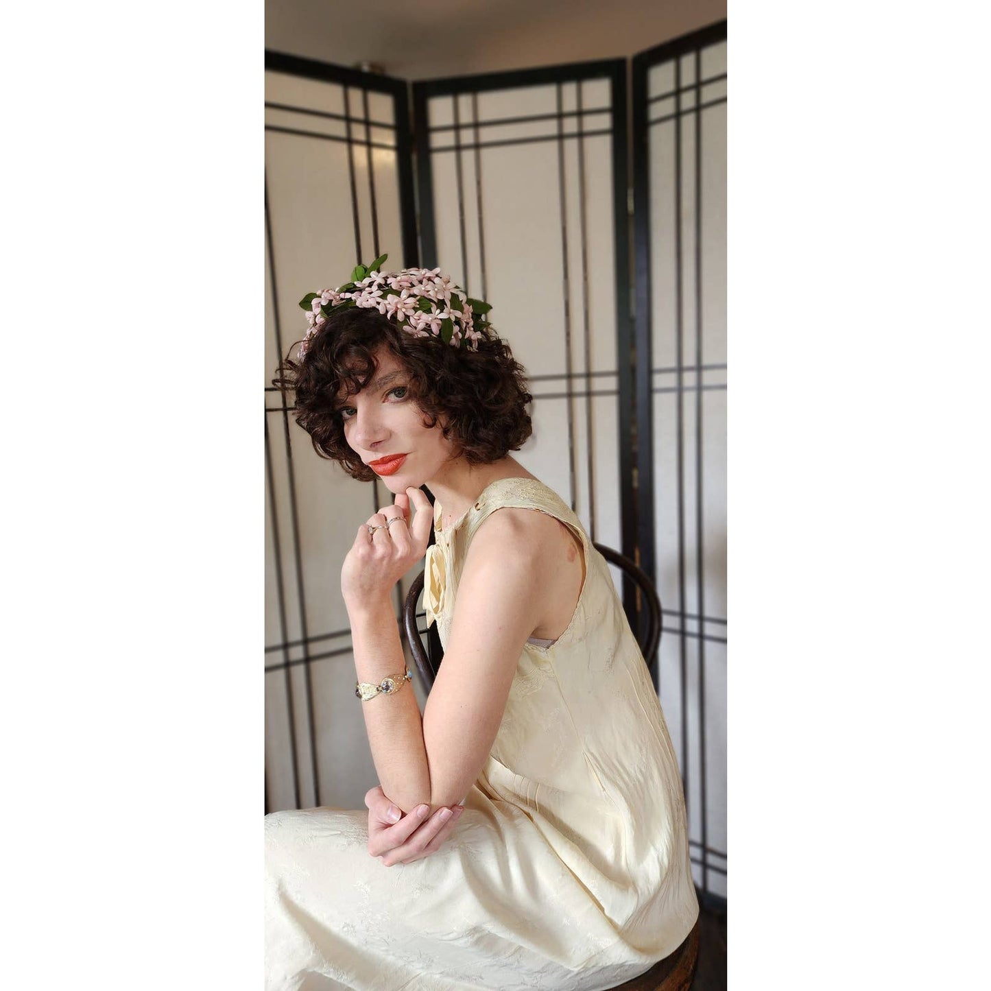 50s Pink Floral Hat Fascinator