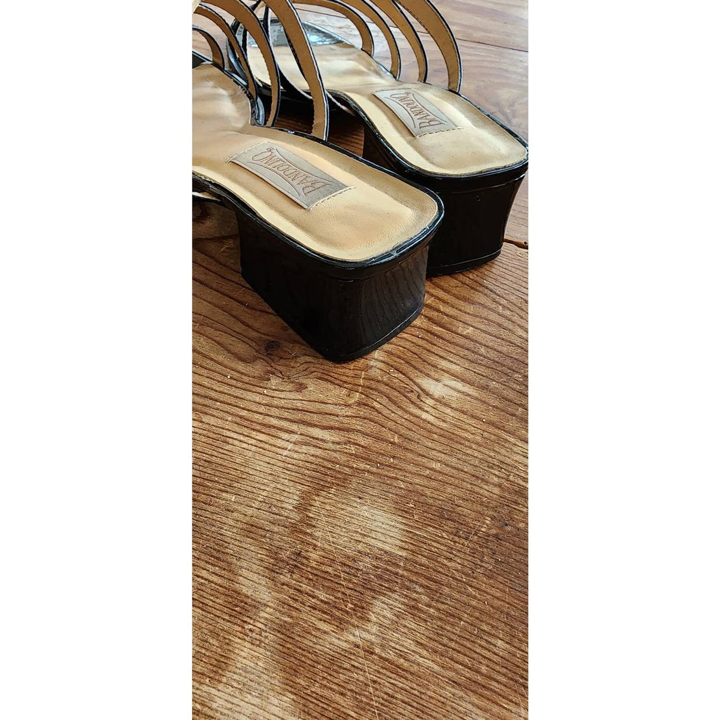 Vintage 90s Black Slides Patent Leather Shoes Bandolino 9.5