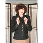 Vintage 40s Black Blazer in Nubby Wool Shiny Buttons / S