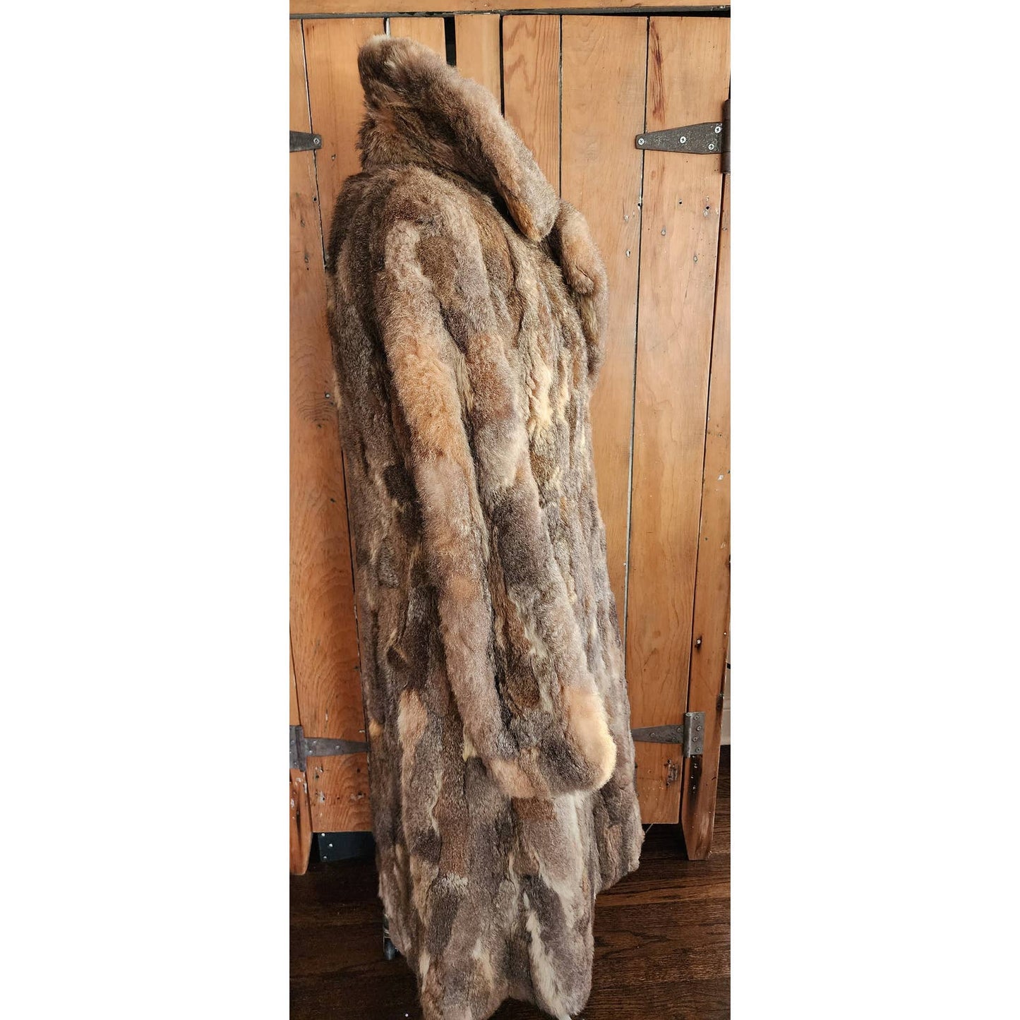 Vintage 70s Rabbit Fur Coat Pieced Patchwork Style Rhomberg's