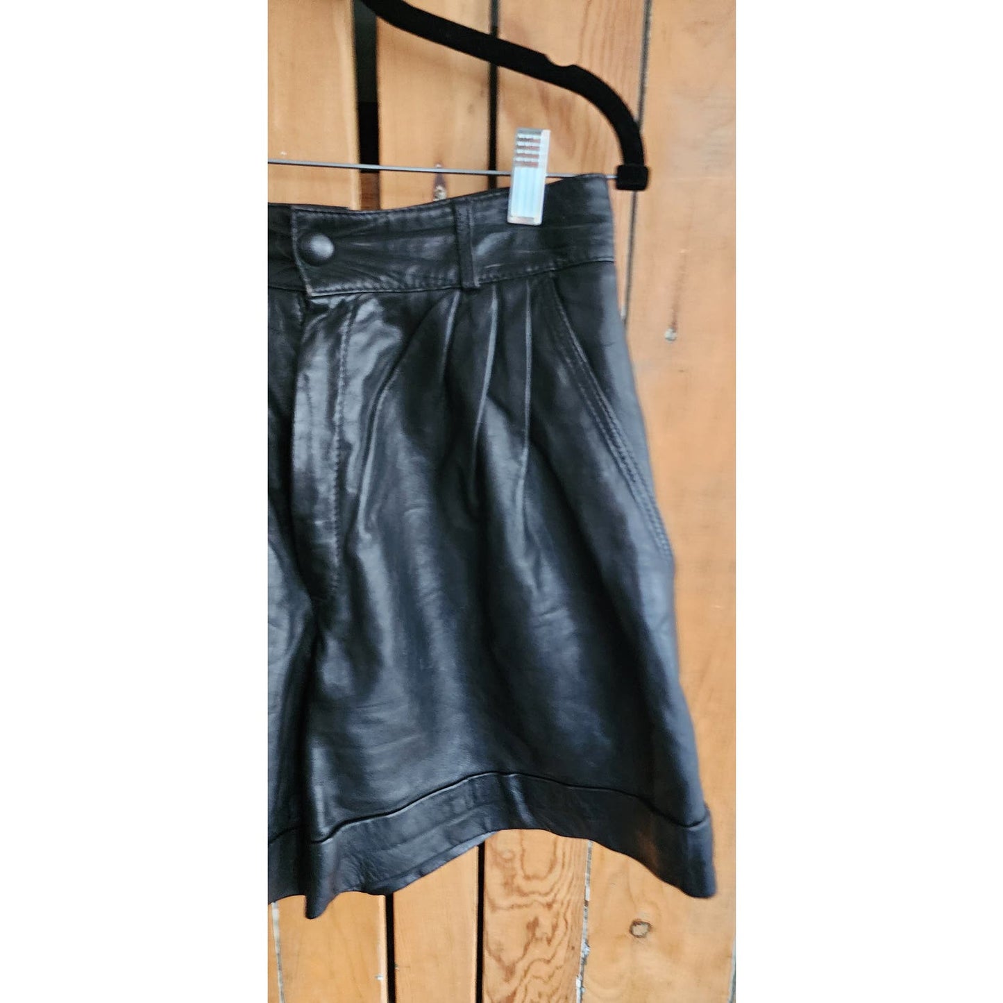 Vintage 80s Black Leather Shorts Ideal Vetement 42
