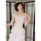 Vintage 30s Peach Satin Evening Dress Ruffled Skirt